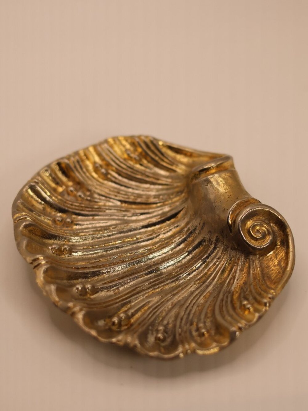 Vintage VIP C Solid Brass Shell Bowl - Mid Century Clamshell Catchall Dish